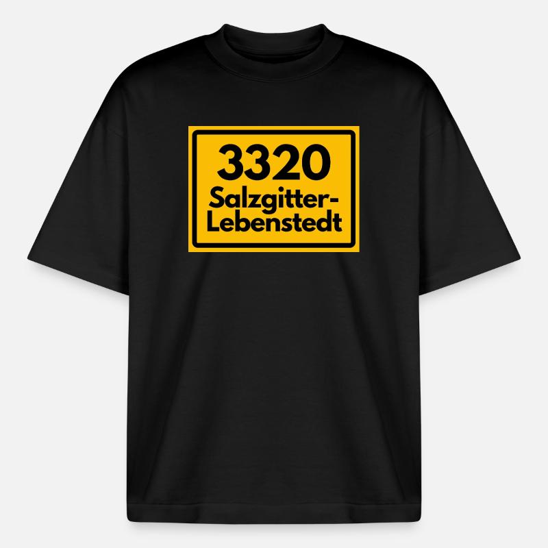 OLD POSTCODE POSTCODE RETRO 3320 SALZGITTER - Boxy Heavyweight Unisex Organic T-Shirt by Stanley/Stella - black