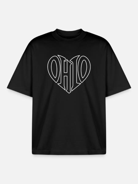 Ohio Heart Typo Emblem - Boxy Heavyweight Unisex Organic T-Shirt by Stanley/Stella - black
