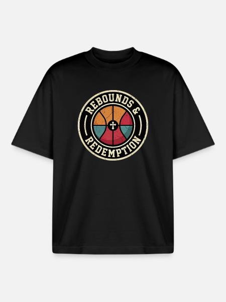 Rebounds And Redemption Christian Basketball - Boxy Heavyweight Unisex Organic T-Shirt by Stanley/Stella - black