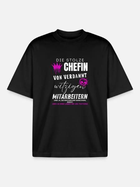 stolze Chefin von verdammt witzigen Mitarbeitern - Boxy Heavyweight Unisex Organic T-Shirt by Stanley/Stella - black