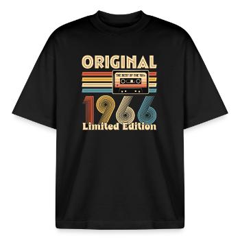 60e anniversaire, 60 ans, Original 1966 - T-shirt unisexe boxy épais biologique Stanley/Stella - noir - Devant - AI Model Male 185 light (185cm) & AI Model Female 172 dark (172cm)