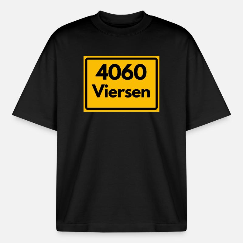 OLD POSTCODE POSTCODE RETRO 4060 VIERSEN - Heavyweight Boxy Unisex T-Shirt by Stanley/Stella - black