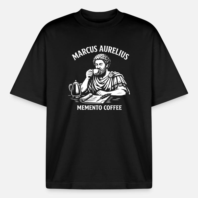 Marcus Aurelius Memento Kaffee - Boxy Heavyweight Unisex Organic T-Shirt von Stanley/Stella - Schwarz