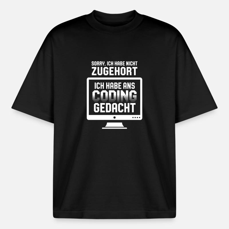 Coding Gedanke statt Zuhören - Boxy Heavyweight Unisex Organic T-Shirt von Stanley/Stella - Schwarz