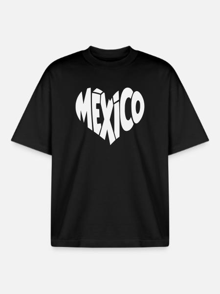 Mexico Lettering Heart - Boxy Heavyweight Unisex Organic T-Shirt by Stanley/Stella - black