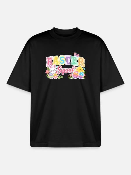 Ostern Squad Bunte Eier Küken - Boxy Heavyweight Unisex Organic T-Shirt von Stanley/Stella - Schwarz