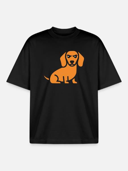 Dackel Hund Flat Design - Boxy Heavyweight Unisex Organic T-Shirt von Stanley/Stella - Schwarz