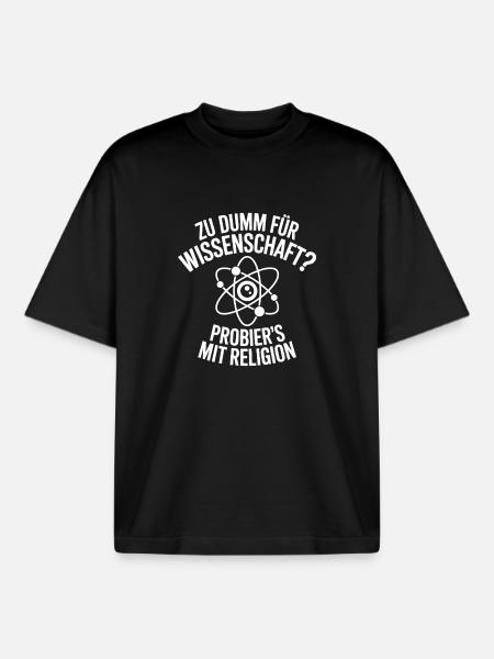 Atomwitz: Wissenschaft vs Religion - Boxy Heavyweight Unisex Organic T-Shirt von Stanley/Stella - Schwarz