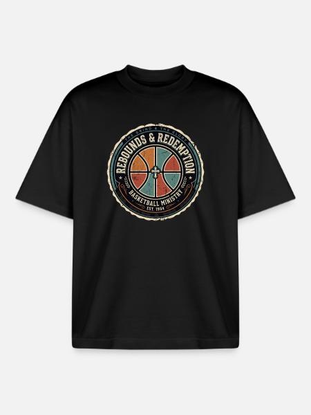 Rebounds And Redemption Christian Basketball - Boxy Heavyweight Unisex Organic T-Shirt by Stanley/Stella - black