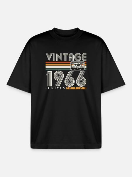 1966 Vintage Vintage Retro fødselsdagsgave - Stanley/Stella unisex boxy heavyweight T-shirt økologisk - sort