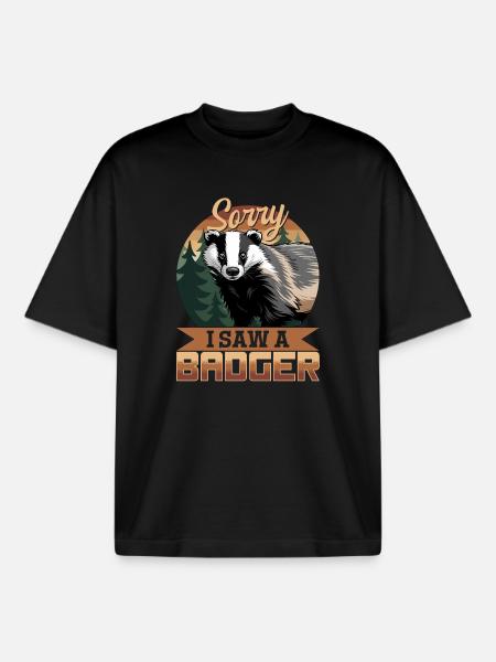 Funny Animal Badger - Boxy Heavyweight Unisex Organic T-Shirt von Stanley/Stella - Schwarz