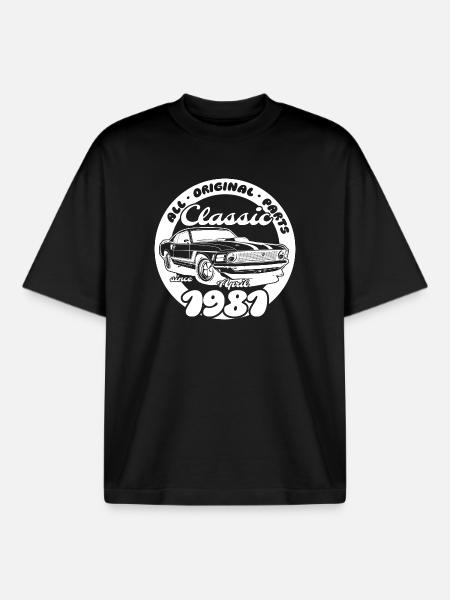45th Birthday - Classic Musclecar 04/1981 - Boxy Heavyweight Unisex Organic T-Shirt by Stanley/Stella - black