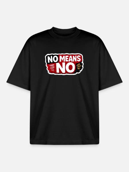 No Means No Consent Awareness Sticker - Boxy Heavyweight Unisex Organic T-Shirt by Stanley/Stella - black