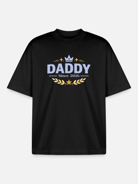 Daddy Since 2026 – Proud Dad Design - Boxy Heavyweight Unisex Organic T-Shirt by Stanley/Stella - black