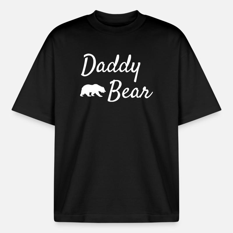 Daddy Bear Script Logo - Heavyweight Boxy Unisex T-Shirt by Stanley/Stella - black