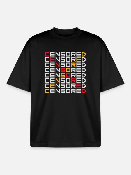 Censored Funny Statement Freedom Logo - Boxy Heavyweight Unisex Organic T-Shirt by Stanley/Stella - black