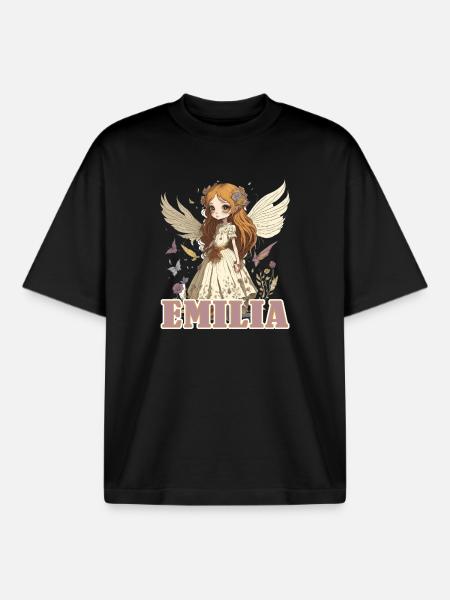 Emilia - Mädchenname - Fee - Boxy Heavyweight Unisex Organic T-Shirt von Stanley/Stella - Schwarz