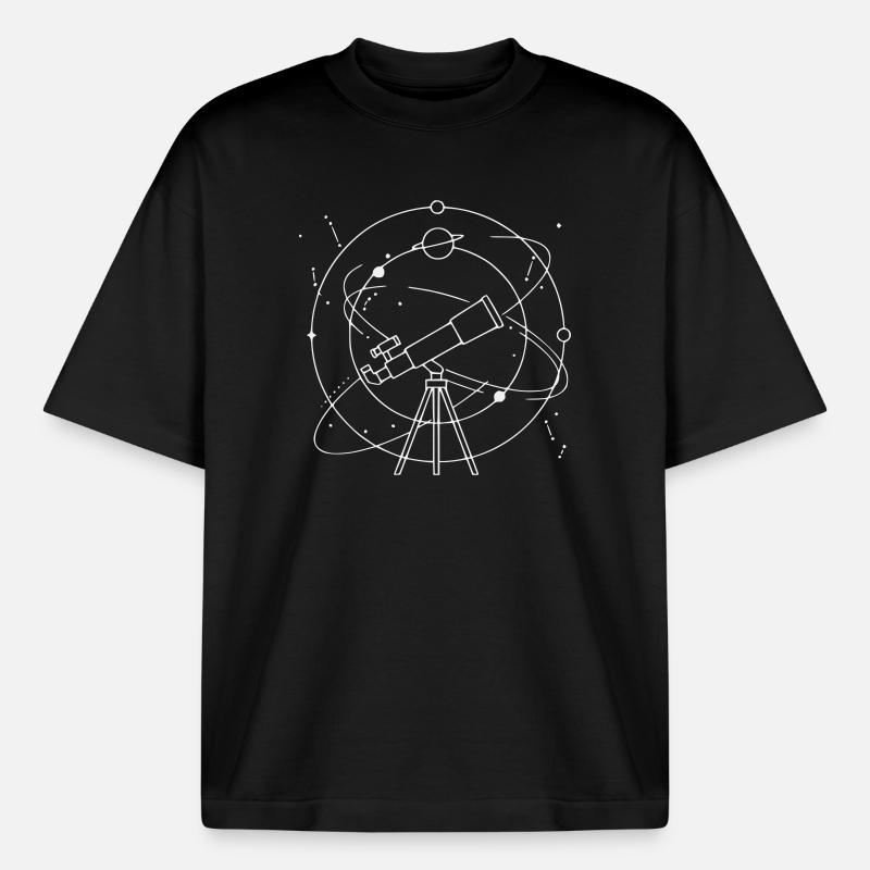 Telescope Solar System Planets Constellation - Boxy Heavyweight Unisex Organic T-Shirt by Stanley/Stella - black