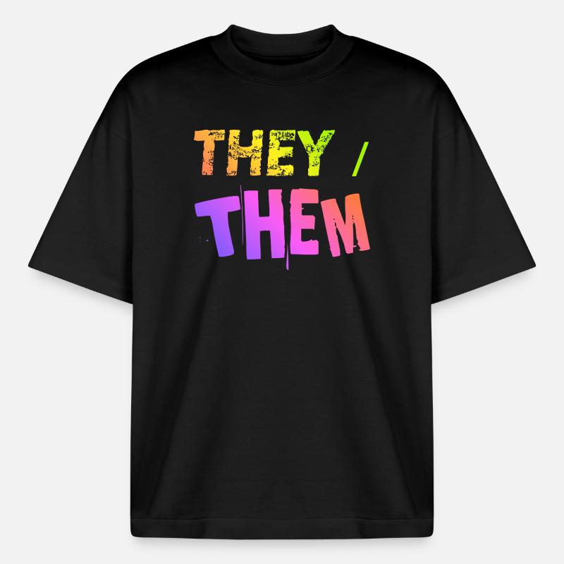 they / them Geschenkidee LGBTQ+ nonbinary Pronomen - Boxy Heavyweight Unisex Organic T-Shirt von Stanley/Stella - Schwarz