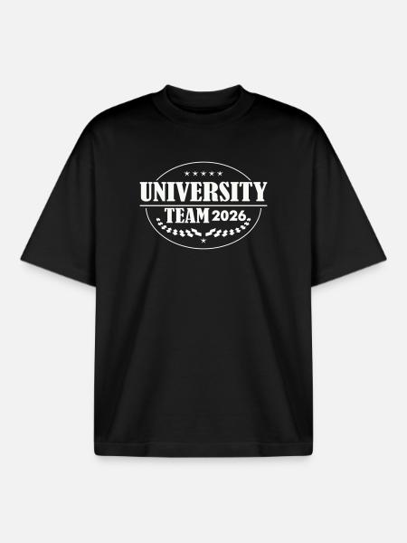 University Team 2026 Emblem - Boxy Heavyweight Unisex Organic T-Shirt by Stanley/Stella - black