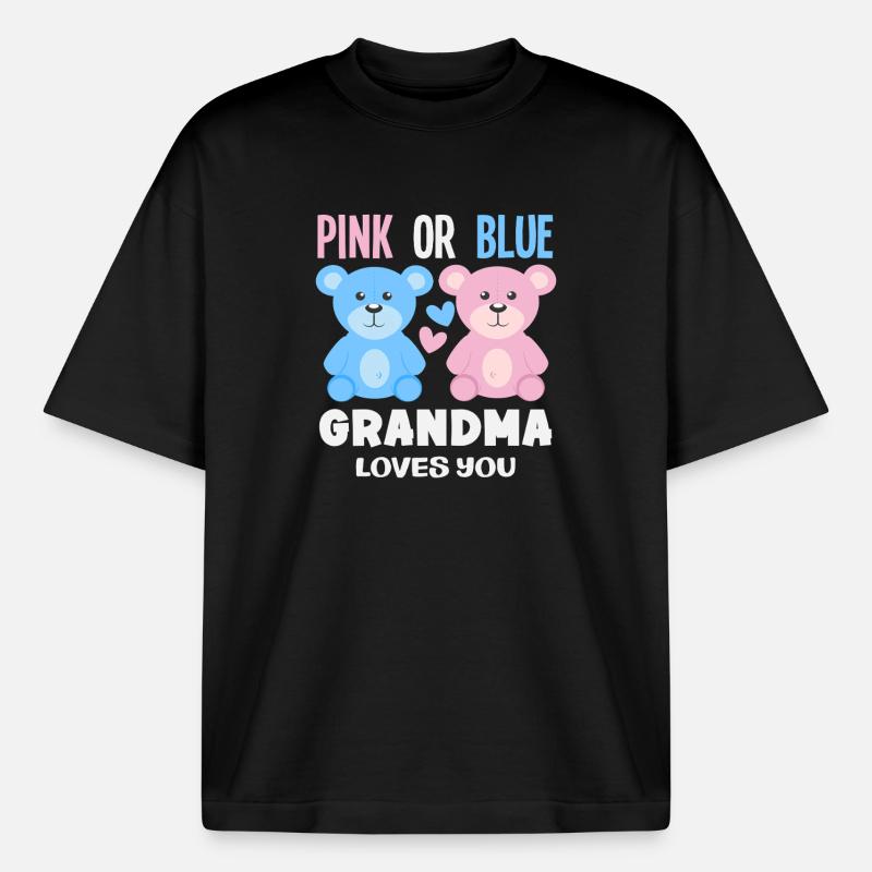 Pink Oder Blau Oma Liebt Dich - Boxy Heavyweight Unisex Organic T-Shirt von Stanley/Stella - Schwarz