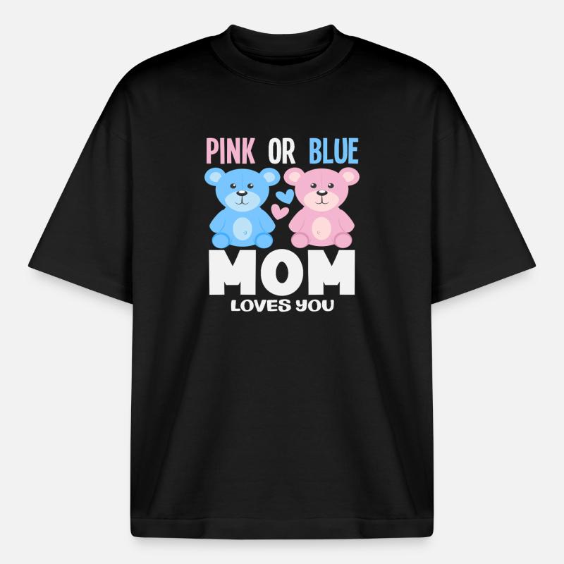 Pink Oder Blau Mama Liebt Dich - Boxy Heavyweight Unisex Organic T-Shirt von Stanley/Stella - Schwarz