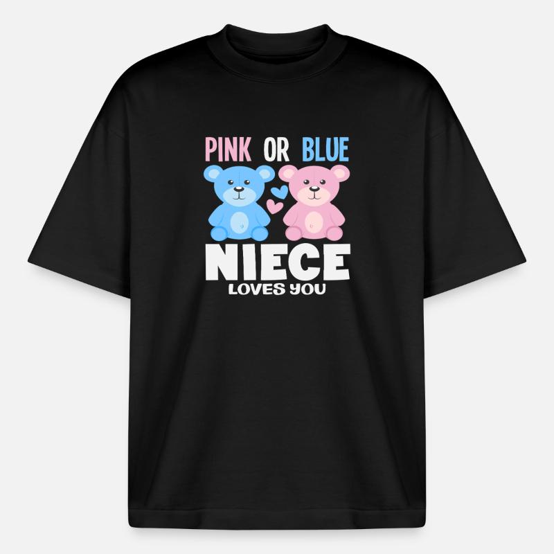 Pink Oder Blau Nichte Liebt Dich - Boxy Heavyweight Unisex Organic T-Shirt von Stanley/Stella - Schwarz