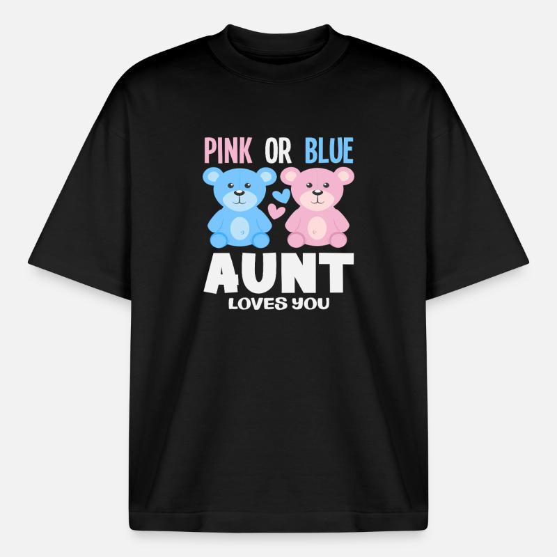 Pink Oder Blau Tante Liebt Dich - Boxy Heavyweight Unisex Organic T-Shirt von Stanley/Stella - Schwarz