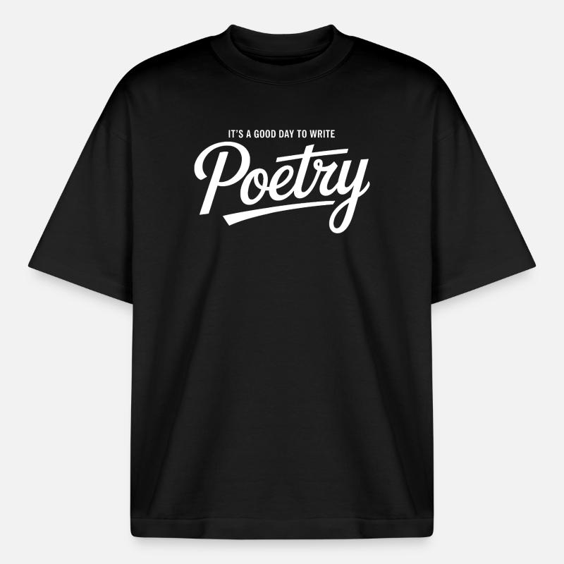 Midnight Verse Script Tee - T-shirt unisexe boxy épais biologique Stanley/Stella - noir