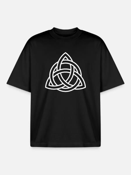 Celtic Knot Triquetra Line Art - Boxy Heavyweight Unisex Organic T-Shirt by Stanley/Stella - black