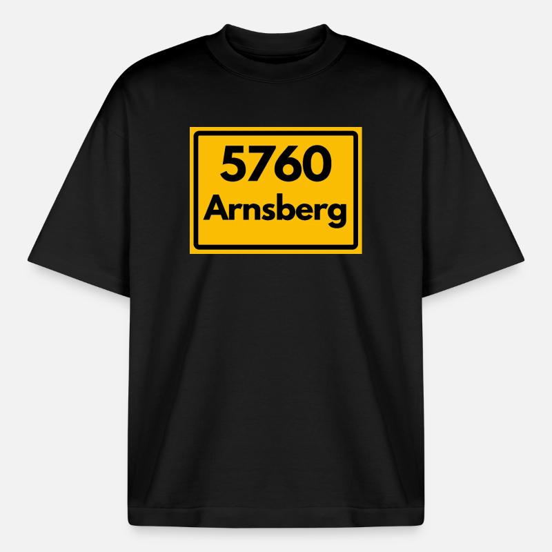 OLD POSTCODE POSTCODE RETRO 5760 ARNSBERG - Heavyweight Boxy Unisex T-Shirt by Stanley/Stella - black