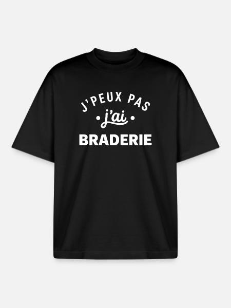 J'peux pas j'ai braderie - T-shirt unisexe boxy épais biologique Stanley/Stella - noir