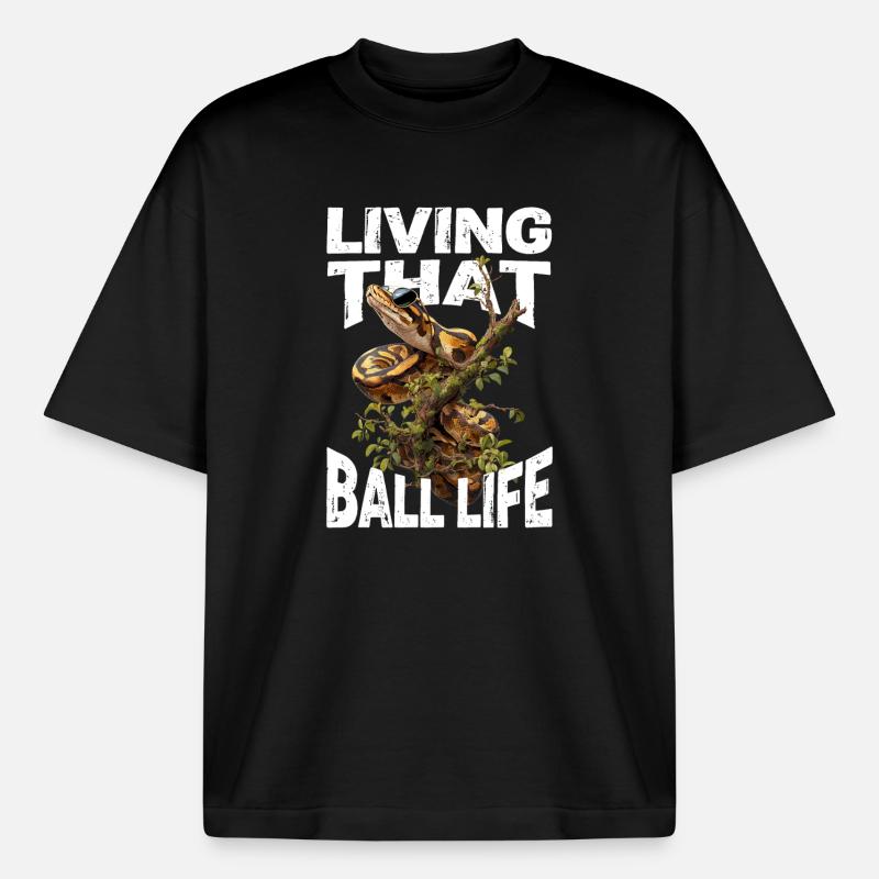 Königspython Schlangen Liebhaber Terrarium Python - Boxy Heavyweight Unisex Organic T-Shirt von Stanley/Stella - Schwarz