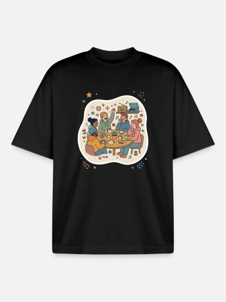 Freunde Treffen Kaffee Musik - Boxy Heavyweight Unisex Organic T-Shirt von Stanley/Stella - Schwarz