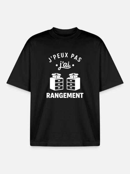 J'peux pas j'ai rangement - T-shirt unisexe boxy épais biologique Stanley/Stella - noir