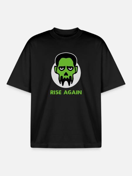 Zombie Head  - Halloween Creepy Undead Design - Boxy Heavyweight Unisex Organic T-Shirt by Stanley/Stella - black