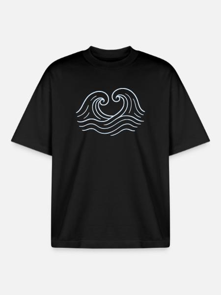 Waves - Sea - Scatola - Boxy Heavyweight Unisex Organic T-Shirt by Stanley/Stella - black