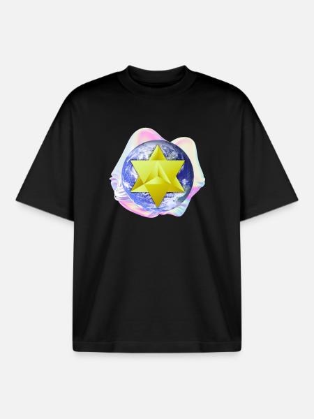 Surreal Merkaba Earth - Boxy Heavyweight Unisex Organic T-Shirt by Stanley/Stella - black
