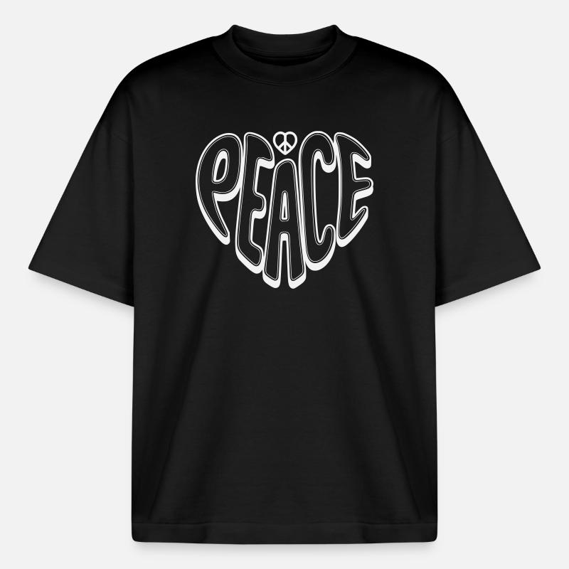 Peace Graffiti mit Peacezeichen  - Boxy Heavyweight Unisex Organic T-Shirt von Stanley/Stella - Schwarz