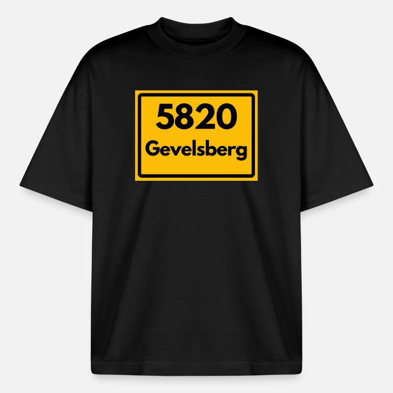 OLD POSTCODE POSTCODE RETRO 5820 GEVELSBERG - Boxy Heavyweight Unisex Organic T-Shirt by Stanley/Stella - black