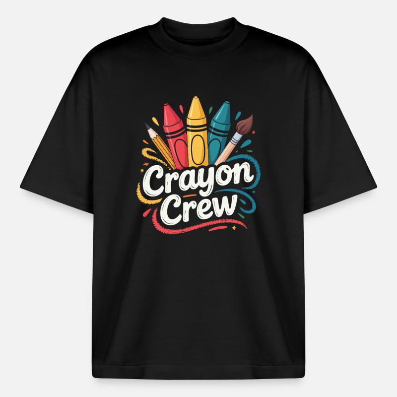 Crayon Crew Farbexplosion - Boxy Heavyweight Unisex Organic T-Shirt von Stanley/Stella - Schwarz