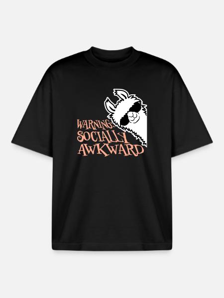 Lama Warning Socially Awkward Sunglasses Alpaca - Boxy Heavyweight Unisex Organic T-Shirt by Stanley/Stella - black