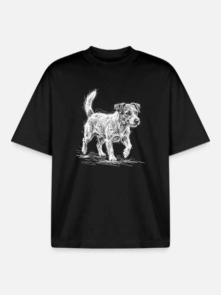 Jack Russell Terrier – Sketch Dog Design - Boxy Heavyweight Unisex Organic T-Shirt by Stanley/Stella - black