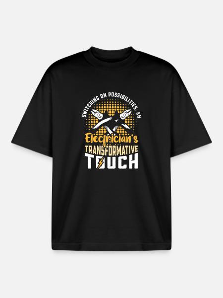 Electrician, Electronics Technician, Electrician - Boxy Heavyweight Unisex Organic T-Shirt by Stanley/Stella - black