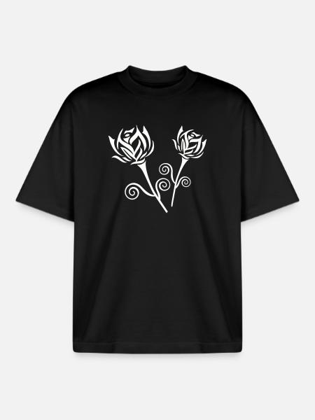 Roses - T-shirt unisexe boxy épais biologique Stanley/Stella - noir