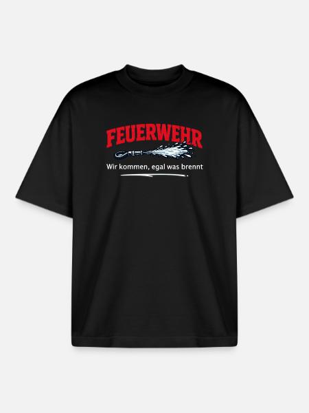 Feuerwehr Einsatz Wir kommen - Boxy Heavyweight Unisex Organic T-Shirt von Stanley/Stella - Schwarz