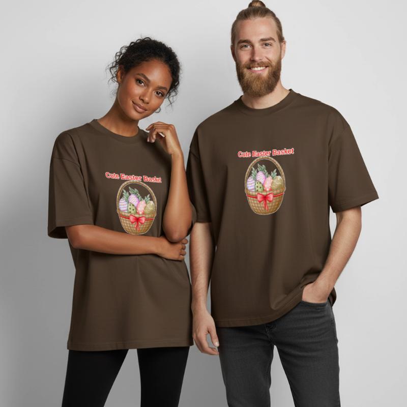 Cute Easter Basket Shirt – Easter Eggs Tee Heavyweight Boxy Unisex T-Shirt by Stanley/Stella