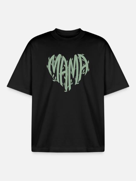 Mama Herz Naturschrift - Boxy Heavyweight Unisex Organic T-Shirt von Stanley/Stella - Schwarz