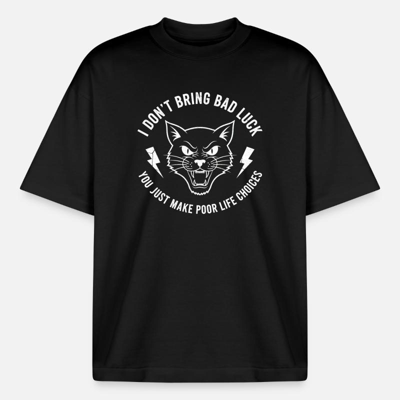 Pech oder Wille Katzen-Spruch - Boxy Heavyweight Unisex Organic T-Shirt von Stanley/Stella - Schwarz