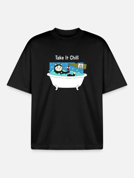 Take It Chill Katzbad - Boxy Heavyweight Unisex Organic T-Shirt by Stanley/Stella - black